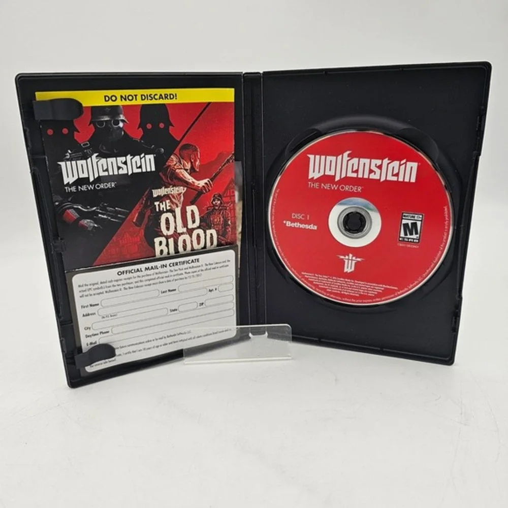 Wolfenstein The New Order and The Old‎ Blood PC Game Bethesda 4 Disc Set